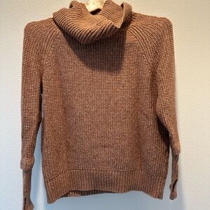 Market & Spruce - Cozy Brown Turtleneck Sweater - XSP